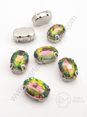 Cameleon Pebble alb metalic 10x14mm în cutie 4 buc 151117
