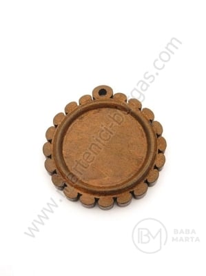 Pandantiv din lemn pentru bijuterii lăcuit 39x37x5mm bază de montare 25mm 1 pachet 3 buc 182115