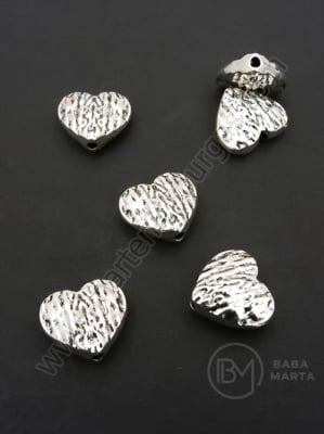 Margele metallice inimă 12x12x5mm color argintie 1 pachet 10 buc 306534