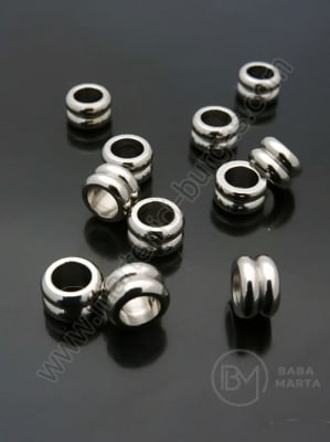 Mărgele 8x4mm OȚEL (304) culoare argintie gaură 5mm 1 pachet 2 buc 305754