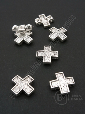 Mărgele cruce 15x15x3mm culoare argintie 1 pachet 10 buc 306171