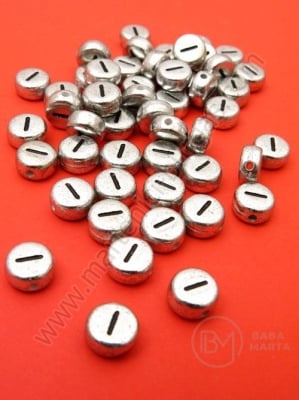 Mărgele 7x4mm litera I metalică gaură 1mm 1 pachet 100 buc 318608