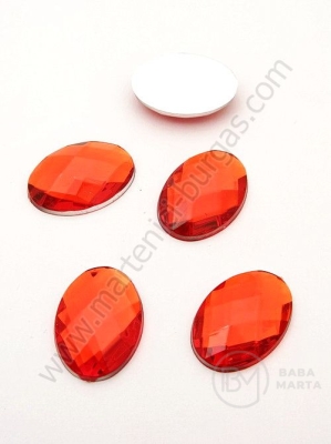 Pietricele acrilice 18x13x5.5mm red pentru lipit 1 pachet 20 buc 151601