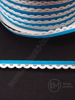 Panglică de satin 6mm, ruptă, albastră cu alb, 1 pachet, 10 metri, 451381