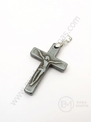 Pandantiv cruce hematit 33x22x4mm 1 buc 355507