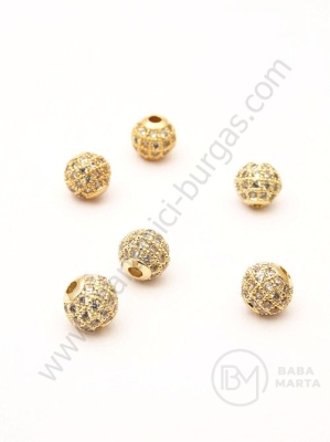 Margele sferică de 4 mm din alamă cu zirconii forjate, gaură de 1.8 mm, 1 bucată 305384