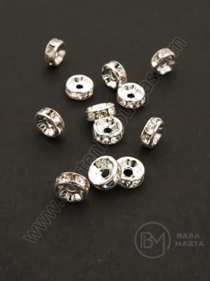 Șaibă 7x3.5mm cu cristale albe, calitate 1, alb, 10 buc. 301173