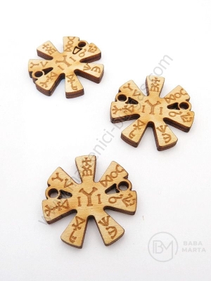 Rozetă proto-bulgară din lemn 25x3mm gaură 3mm 1 pachet 10 buc 182374