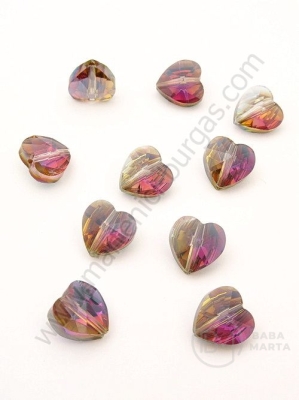 Inimă cristal 10x10x7mm Swarovski imitație cameleon efect AB 1 pachet 5 buc 335398