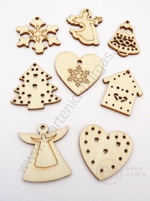 Figurine de Crăciun mix 28,5~30,5x19~30x2,5mm din lemn 1 pachet 10 buc 182314