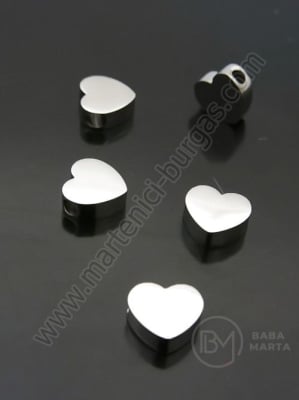 Mărgele inimă 7x7.5x3mm OȚEL (304) color argintie gaură 1.8mm 1buc 305756