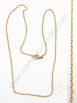 Collier oțel 2x1.5x0.4mm culoare aurie lungime 45cm 1 buc 281268