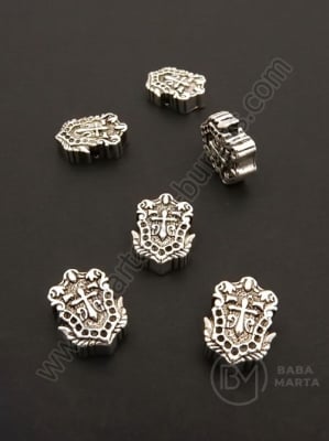 Mărgele scut de cavaler 11x14x5mm argintiu 1 pachet 5 buc 306469