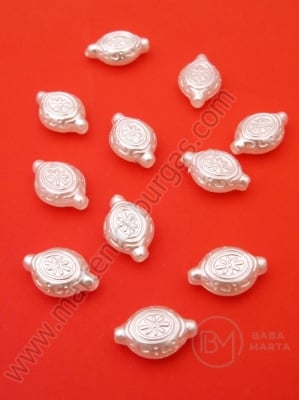 Mărgele perlate 13.5x9x4mm albe 1 pachet ~70 buc 312273