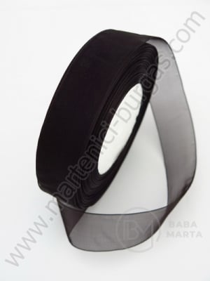 Panglică organza 25mm neagră ~45 metri 451599
