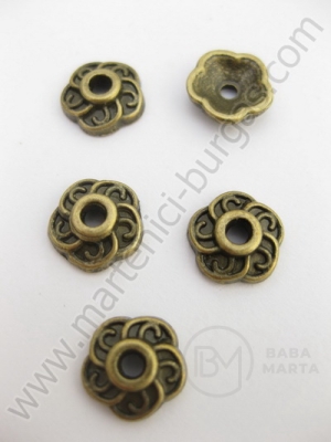 Margele de floare de 9 mm. bronz antic 50 buc. 309136