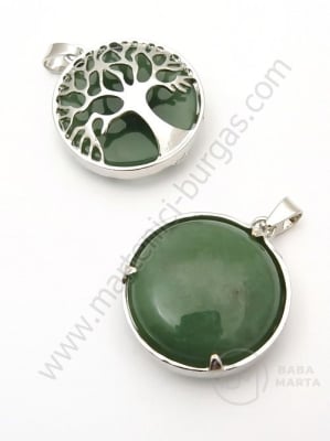 Pandantiv Aventurină verde cu accesorii metalice 32x28x10.5mm 1 buc 355519