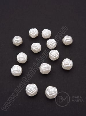 Glob de rosa 8x7mm perlă albă 1 paquet 40g ~177 buc 312092