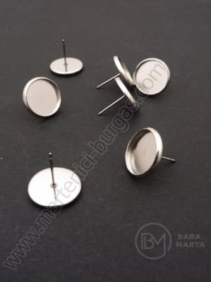 Vârf de cercei cu bază din OȚEL pentru încrustare 12mm 1 pachet 4 buc 307182