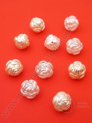 Mărgele perlă roz 10x10mm mix ecru 1 pachet ~45 buc 312280