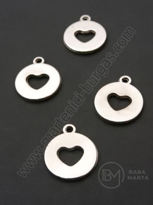 Pandantiv SSV inimă 18x15mm culoare argintie 1 pachet 80 buc 318595