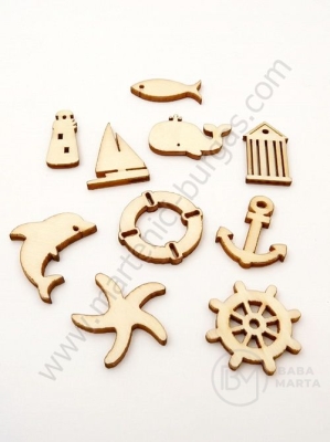 Mix de figurine din lemn 10~24.5x9.5~26x2.5mm, 1 pachet, 20 buc. 182141