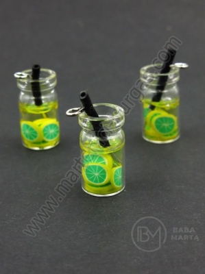 Pandantiv borcan de sticla 18x10mm cu cocktail de fructe 1 pachet 2 bucati 335548