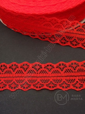 Panglică de dantelă 28mm roșie 10 metri 451345
