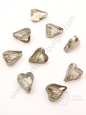 Inimă cristal 13x10x6mm Swarovski imitație gri efect AB 1 pachet 5 bucăți 335390
