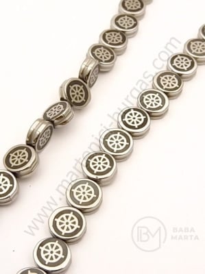 Hematit cu roată 9x4mm argintiu nemagnetic gaură 1.5mm ~45buc 1buc 352341