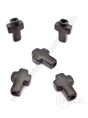 Cruce OȚEL (304) 14x10x4mm culoare neagră gaură 3mm 1 buc 305726