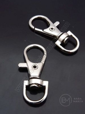 Carabine argintie 35x13mm, gaura 8.5mm, 5 bucati 301519