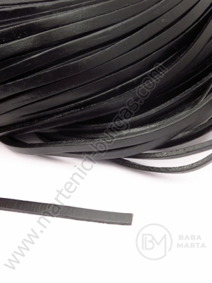 Panglică neagră 6x2mm piele naturală 1 metru 421129