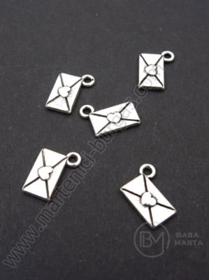 Pandantiv metalic cu literă 13x7mm, culoare argintie, 1 pachet, 20 buc. 306225