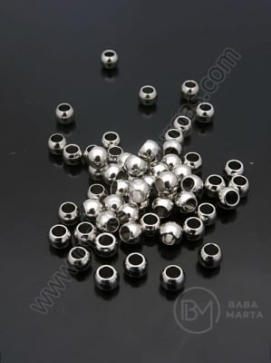 Mărgele din oțel 4x3mm, culoare argintie, gaură 1.5mm, 1 pachet, 20 buc. 305692