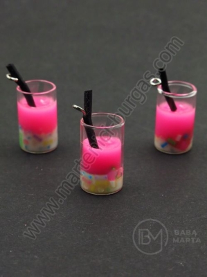 Pandantiv pahar sticla 18x12mm, cocktail de fructe, gaura 2mm, 1 pachet, 2 buc. 335890