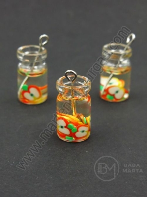 Pandantiv borcan de sticla 18x10mm cu cocktail de fructe 1 pachet 2 bucati 335658