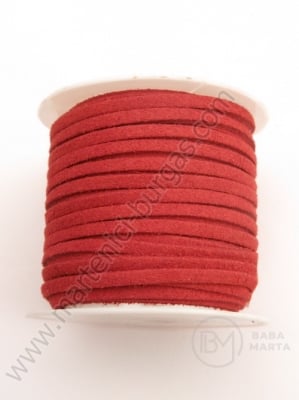 Panglică din piele întoarsă naturală 3x1.5mm red 5 meters 421056