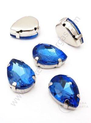 Glass stone (cristal) 13x18mm albastră în coș metalic 1 pachet 2 buc 151541