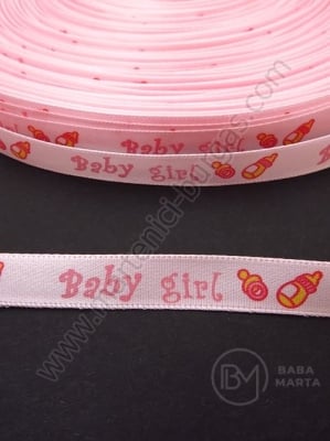 Panglică de satin roz 10mm cu imprimeu 1 pachet 5 meters 451350