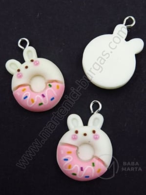 Pendant iepure din rășină ~24x~18mm gaură 2mm 1 paquet 2 buc 335875