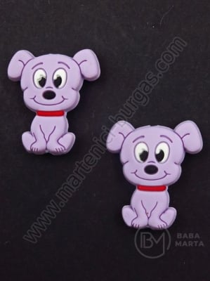 Mărgele silicon dog 28x25x7.5mm violet gaură 2mm 1 buc 317006
