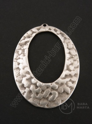 Pandantiv metalic 64x47mm culoare argintie gaură 2mm 1 buc 309740
