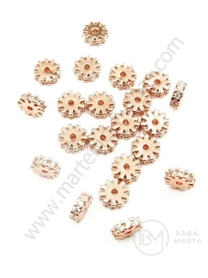 Margele 6x2mm alamă cu zirconii forjate gaură 1mm 1 bucată 305388