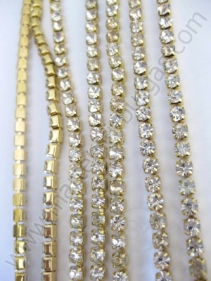 Coș metalic auriu cu cristal transparent SS18 -4mm 1 metru 151748
