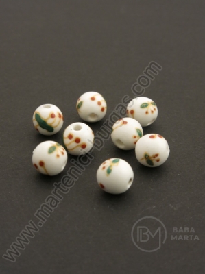 Bilă de porțelan 8mm vopsită gaură 2mm 1 buc 335207