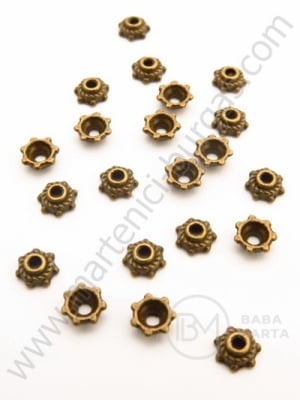 Mărgele florale metallice 5x2mm culoare bronz antic 50 buc 309293
