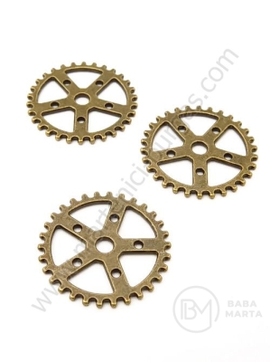 Element metalic 25x1mm rotată dințată culoare bronz antic 1 pachet 5 buc 306243