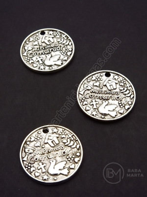 Pandantiv metalic 18mm culoare argintie gaură 1.5mm 1 pachet 10 buc 306554