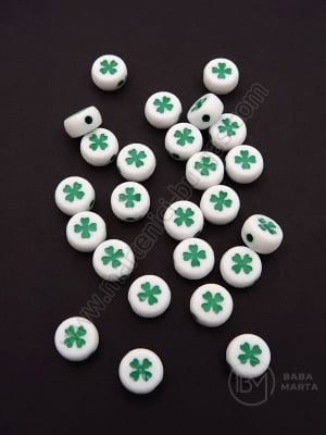 Mărgele trifoi verde 7x4mm, gaură 1.4mm, 1 pachet 40g ~290 buc 312790